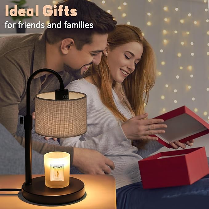 FINCMY Candle Warmer Lamp with Timer, Dimmable Candle Wax Warmer Candle Lamp with 2 Bulbs, House Warming Gifts Birthday Gifts for Women Bedroom Home Decor (Gray-Upgraded)