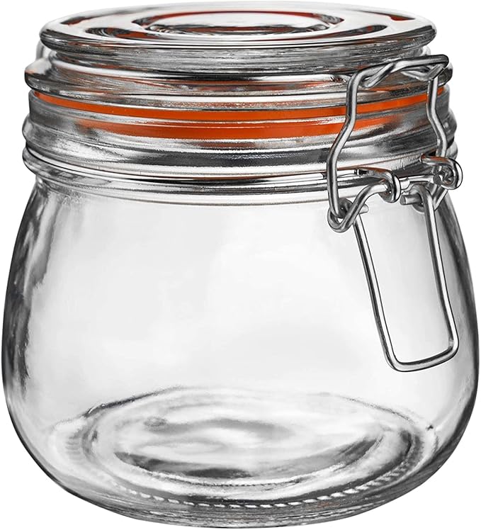Hovico 25 oz Glass Jars With Airtight Lids And Leak Proof Rubber Gasket,Wide Mouth Mason Jars With Hinged Lids For Kitchen Canisters 750ml, Glass Storage Containers