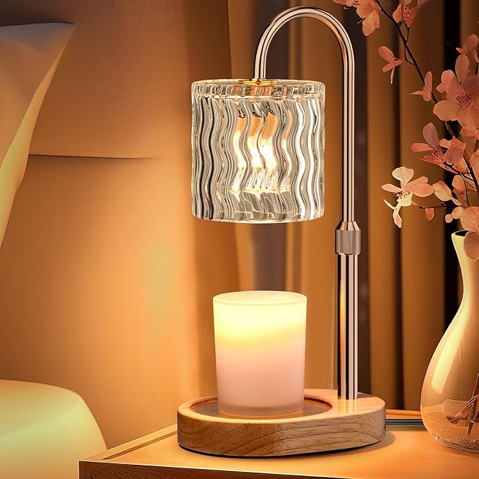 Candle Warmer Lamp Electric: Dimmable Timer Candles Warming Lamps - No Flame Scented Melts Wax - Height Adjustable Burner Jar - All Candle Jars Home Decor Table Light