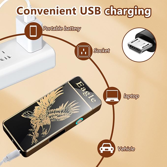 Eagle Electric Lighter Plasma Lighters Arc Lighters USB Rechargeable Lighter LED Battery Indicator Candle Butane for Man