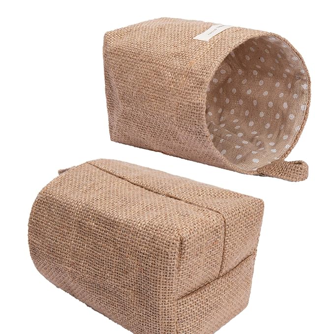 4 Pack Wall Hanging Storage Bags Hanging Storage Bags Cotton Linen Storage Basket Foldable Wall Hanging Basket Family Organizer Box Decorative Bag (Color as Shown)3.93 * 3.93 * 5.31