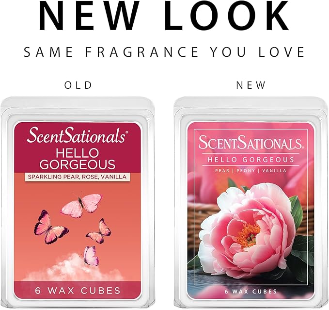 Scentsationals Wax Melts, Wax Cubes Strong Scent - Fine Fragrance Collection 2 Hello Gorgeous - Long Lasting Scented Wax Melts for Warmer, 10oz (24-Cubes)