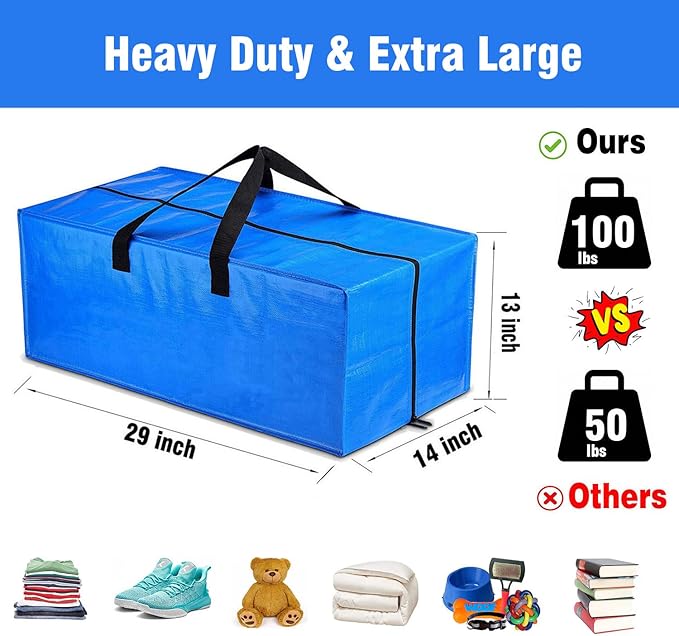 SGPAC Moving Bags Heavy Duty Extra Large with Backpack Straps,Extra Thick Storage Totes with Reinforced Handles for Space Saving,Moving Supplies & Moving Essentials,Alternative to Moving Box,8 Packs