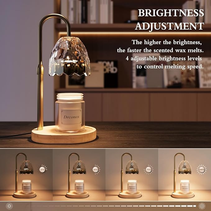 Candle Warmer Lamp with Timer Dimmable, Adjustable Height Wax Melt Warmer for Jar Candles, Birthday Gifts for Women, House Warming Gifts New Home Decor with 2 Bulbs, Gradient