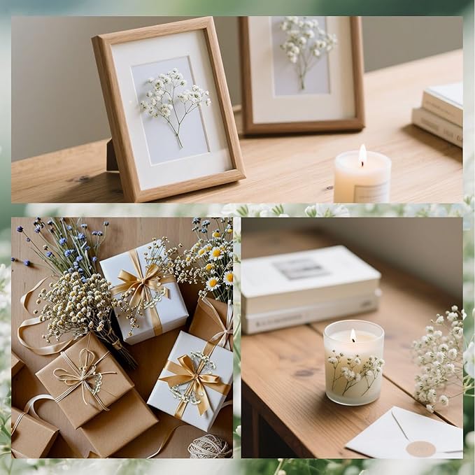 CONVELIFE Dried Babys Breath White, 48pcs Dried Flowers for Resin Pressed from Natural Flowers, Natural Pressed Flowers for Wedding Resin Art Craft DIY Card Making Home Party Decor (White)