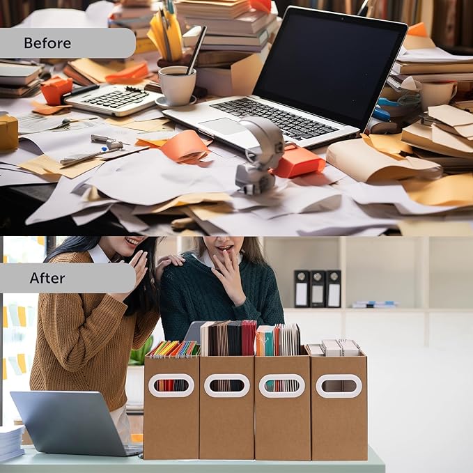Hanging File Organizer, Cardboard File Folder Organizer for Letter Size, Desk Documents Storage Box, Portable File Folder Holder Boxes for Office, Home, School, Only Box.(2 Packs)
