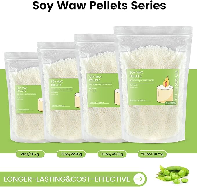 Panoata 2lb Natural Soy Wax Pellets – Clean-Burning Wax for Candle Making, Smooth Melting, No Additives, Eco-Friendly Bag for DIY Crafts & Scented Proje