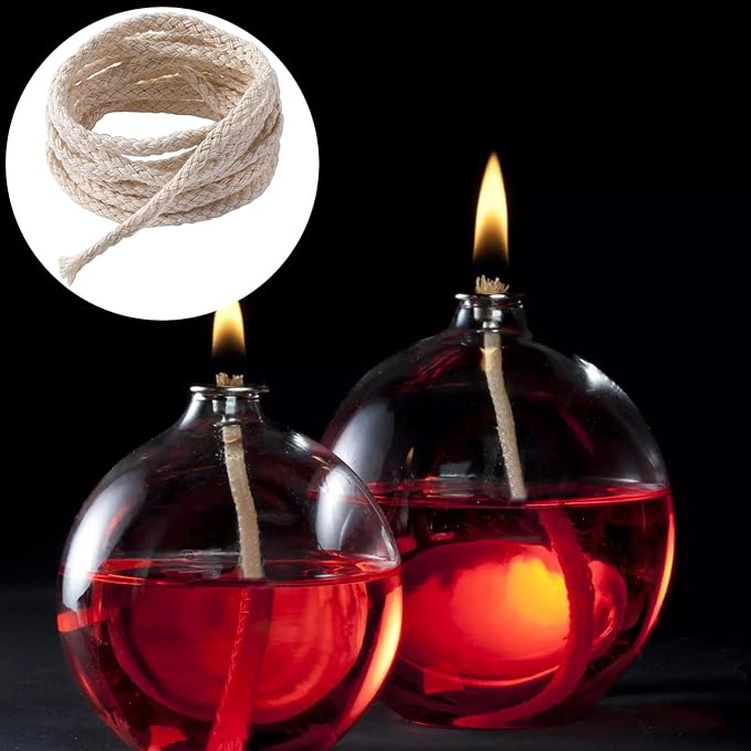65.5 Ft Cotton Wicks for Oil Lamps, 1/8 in Braided Round Candle Wicks Replacements for Oil Candle Wicks, Candlemaking, Candle Supplies (20m)