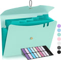 Sooez 7 Pocket Expanding File Folder, Premium Accordion File Organizer, Letter Size Folders for Documents, Sleek Filing Folders with Bungee Closure, Portable Folders for School Office Supplies, Green