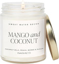 Sweet Water Decor Mango & Coconut Soy Candle - Pineapple, Mango and Orange Scented Summer Candles for Home - 9oz Clear Jar + Gold Lid, 40+ Hour Burn Time, Made in The USA