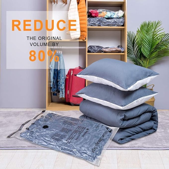 GONGSHI Vacuum Storage Bags, Space Saver Bags for Clothing,Blankets,Comforters, Pillows, Clothes,Travel,12 Jumbo