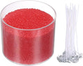 MECCANIXITY Pearled Sand Candles with 30 Pcs Wicks 14Oz / 400g Candle Beads Refillable Powder Sand Wax Making Kit for Thanksgiving Christmas Wedding Party DIY Home Crafts, Red