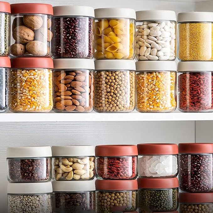 Mason Jars 16 OZ with Lids,Overnight Oats Containers with Lids,Glass Jars with Lids for Salad Dressing,Fruit,Sauce,Wide Mouth Mason Jars for Food Snacks Sugar Spice,Canning Jars-Leak Proof