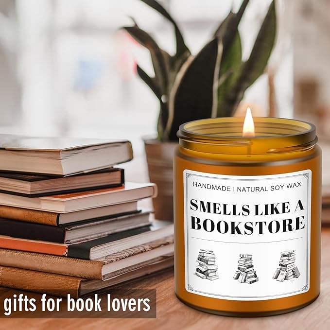 Book Lovers Candle Gifts, Funny Gift Ideas for Book Lovers, Birthday Bookish Presents for Readers Librarian Bookworms -Old Book Candles (7Oz)
