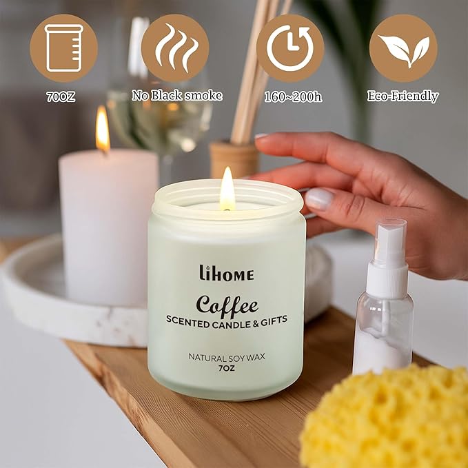 Lihome Candles Gifts for Women - Scented Candles, Natural Soy Wax Candles for Home Scented Perfect for Christmas, Birthday, Mother's Day, Coffee Candle