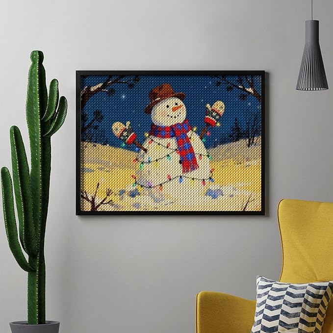 AIVKIEJK Diamond Painting Kits for Adults - Christmas Winter Snowman & Twinkling Painting DIY 5D Full Drill Diamond Dots Paintings with Diamonds Gem Art and Crafts Home Decor 12"x16"