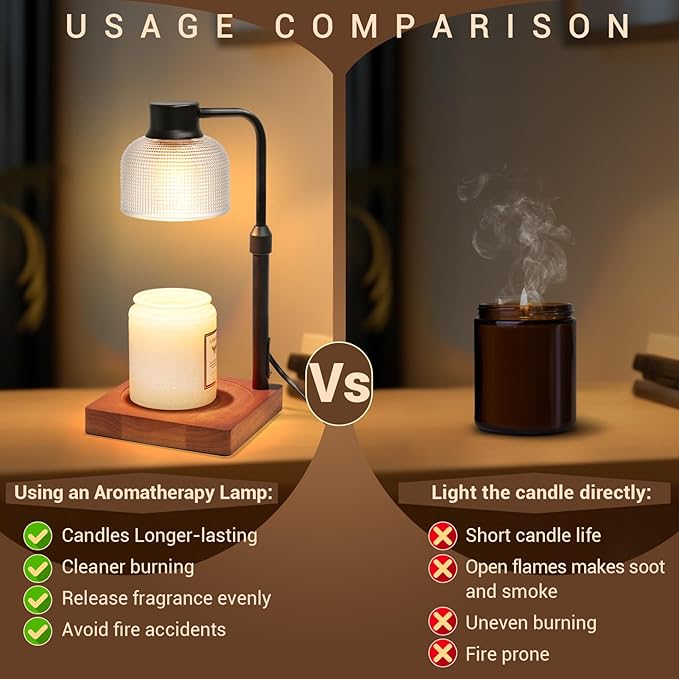KLL Candle Warmer Lamp with Timer and Dimmer: Mothers Day Gifts, Gifts for Mom, Birthday Gift for Women - House Warming Gift New Home Decor - Brown