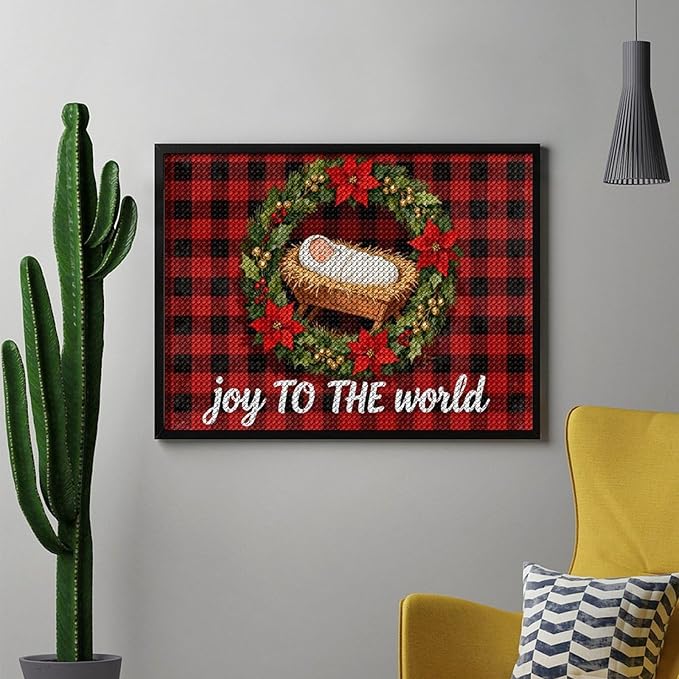 AIVKIEJK Diamond Painting Kits for Adults - Faith Christmas World Joy Painting DIY 5D Full Drill Diamond Dots Paintings with Diamonds Gem Art and Crafts Home Decor 12"x16"