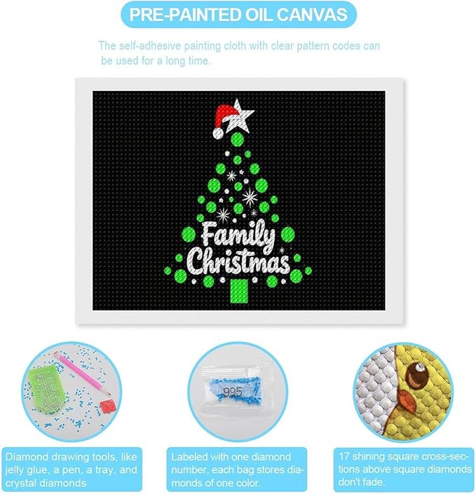 AIVKIEJK Diamond Painting Kits for Adults - Cute Family Christmas Painting DIY 5D Full Drill Diamond Dots Paintings with Diamonds Gem Art and Crafts Home Decor 12"x16"