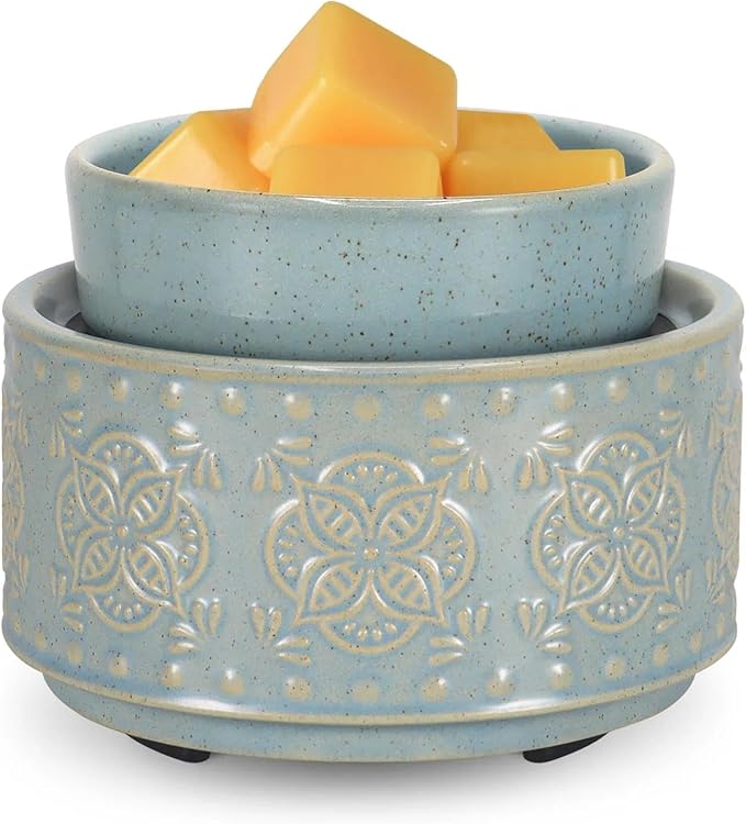 mocosa Ceramic Wax Warmer Wax Melt Warmer for Scented 3-1 Electric Candle Warmer Home Fragrance Wax Burner for Mom Women(Black-Fan Shaped)