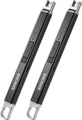 RAYONNER Electric Candle Lighter Rechargeable USB-C Plasma Arc Lighter with Hanging Hook Windproof Flameless Igniter for Camping Grill Home Decor Gifts (2 Pack - Black)