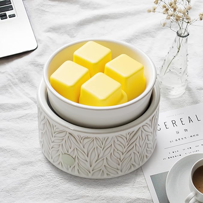 EQUSUPRO Wax Melt Warmer for Scented Wax -4-in-1 Electric Ceramic Candle Wax Warmer Fragrance Wax Burner Melter for Home Office Bedroom Gift & Decor (Kiln-Change White)