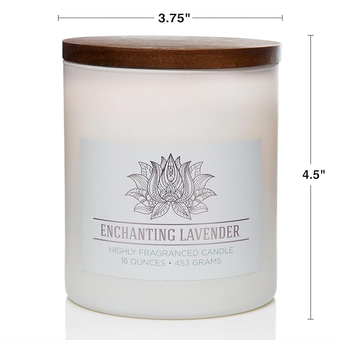 Carolina Enchanting Lavender Scented Candle, 16 oz Wellness Relaxing Aromatherapy Candle, 2 Wick White Jar Soy Blend Wax, Candles for Home, 60H Burn - Made in The USA