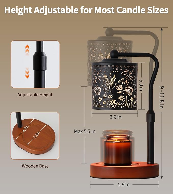 MEIXISUE Candle Warmer Lamp with Timer, Bird Candle Warmer Lamp with Jar Candles,Wax Melt Warmer for Housewarming Gift, Birthday Mother's Day Valentines Gifts for Women,Mom,Sister,Bedroom Decor