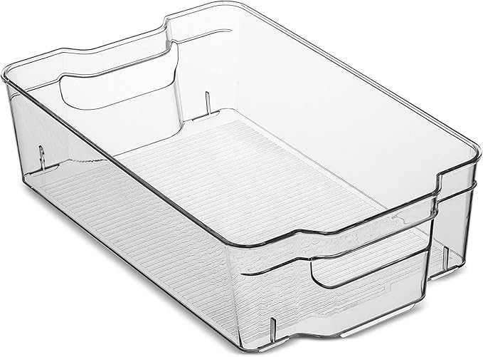 Set Of 10 Refrigerator Organizer Bins - 5 Wide and 5 Narrow Stackable Fridge Organizers for Freezer, Kitchen, Countertops, Cabinets - Clear Plastic Pantry Storage Rack