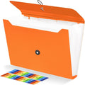 Expanding File Folder, 13 Pockets Accordian File Holder Organizer, A4 Letter Size Paper Document Receipt Organizer Accordion Filing Folder for Classroom, Home, Office and Travel, Orange