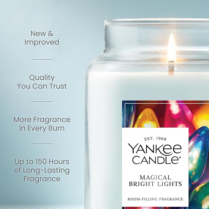 Yankee Candle Magical Bright Lights, Christmas Scented Candle, 22oz Large Jar with up to 150 Hour Burn Time, Giftable
