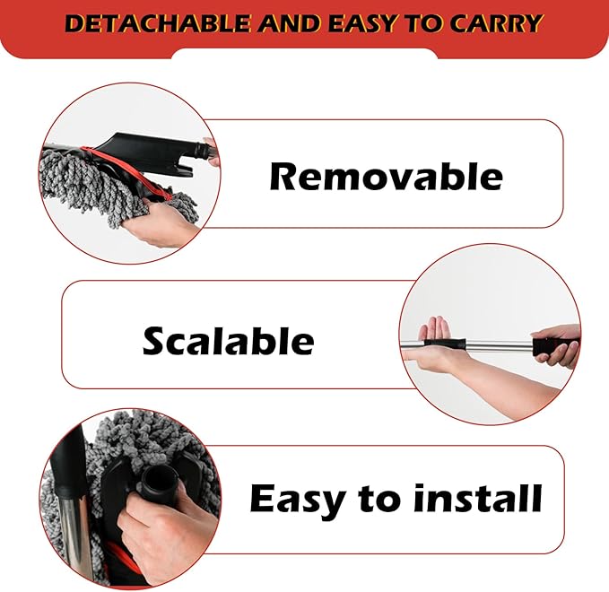 Car Duster Exterior Scratch Free,Microfiber Car Duster with Extendable Handle, with 3PCS Detailing Brush, Exterior Interior Multipurpose for SUV,Truck,RV