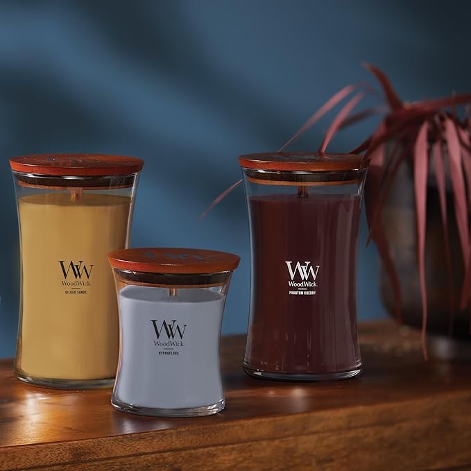WoodWick Phantom Cherry Scented Large Hourglass Candle, Crackles as it Burns, Great for Gifting, 21oz