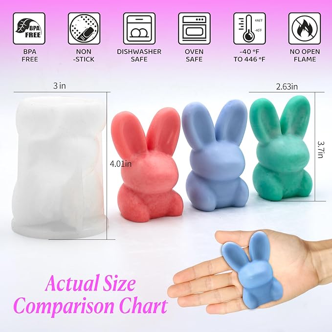 Easter Candle Bunny Silicone Molds Rabbit Resin Soap Wax Candle Wax Making Mold Silicone Shapes for Candles Resin Making Moldes De para Velas De Silicona para Velas