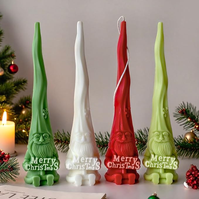 Gnome Santa Candle Silicone Molds Resin Casting Mould for DIY Christmas Candle Making Polymer Clay Craft Plaster Home Decoration