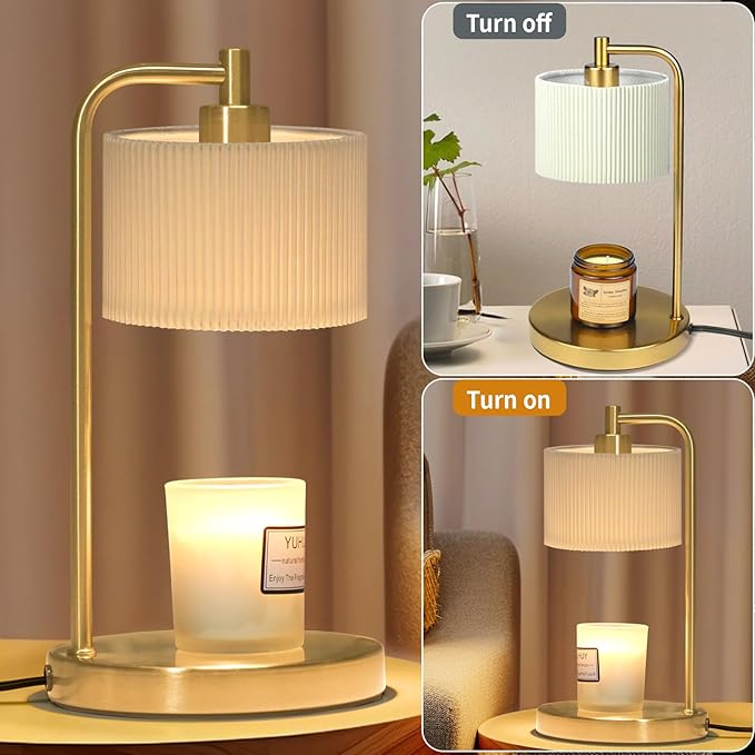 NITOWOLF Candle Warmer Lamp with Timer, Dimmable Candle Wax Warmer Electric Candle Lamp for Scented Candles with Bulbs, Christmas Gifts House Warming Gifts Home Decor (Gold)