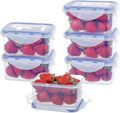 KIGI Small Food Storage Containers, Rectangle, 4-Sided Locking Airtight Lids, BPA-Free Plastic, Leak-Proof, Ideal for Lunch, Meal Prep, Snack & Portion Control, 17 oz / 2.1 Cup, 12 Piece Set