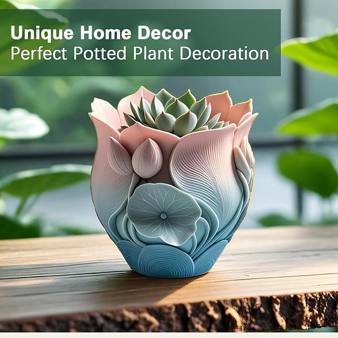 Lotus Resin Molds Silicone - Reusable Classic Design for Casting with Epoxy Resin, Concrete, and Plaster to Create DIY Home Decor, Cosmetic Organizers, and Plant Pots ﻿