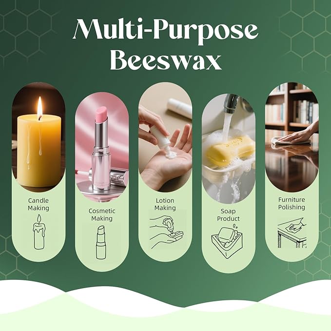 NORVENCE Beeswax Pellets 20LB, Pure & Natural White Beeswax for Candle Making, DIY Skin Care, Lip Balm, Soap, Lotion, Creams & Wood Polishing – 20LB