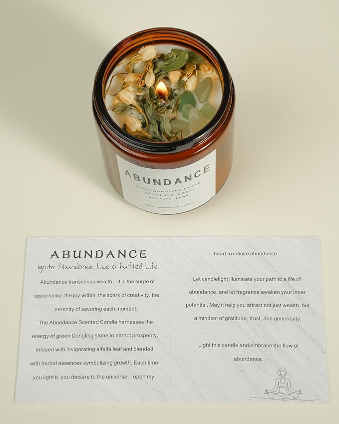 Natural Crystal Candle,Abundance, Crystal Ritual, Spiritual, Money Prosperity, Candle Spell.(Abundance)