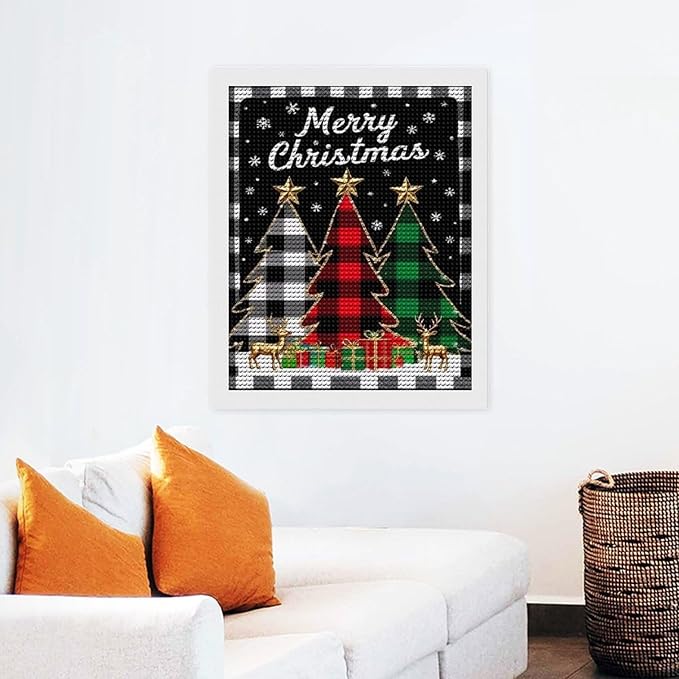 AIVKIEJK Diamond Painting Kits for Adults - Merry Christmas Tree Holiday Painting DIY 5D Full Drill Diamond Dots Paintings with Diamonds Gem Art and Crafts Home Decor 16"x20"