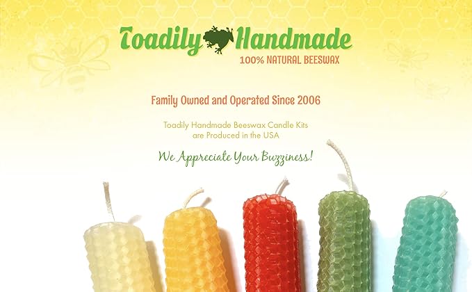 Beeswax Candle Making Kit with 10 Full Size (16" x 8") Honeycomb Beeswax Sheets in Assorted Colors and 18 Feet of Cotton Wick - Candle Making Supplies for DIY Craft Kit Made in USA