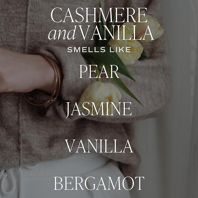 Sweet Water Decor Cashmere and Vanilla Soy Candle - Jasmine, Soft Cashmere, Sandalwood, Vanilla Scented Spring Candle for Home - 9oz Clear Jar with Lid, 40+ Hour Burn Time, Made in The USA