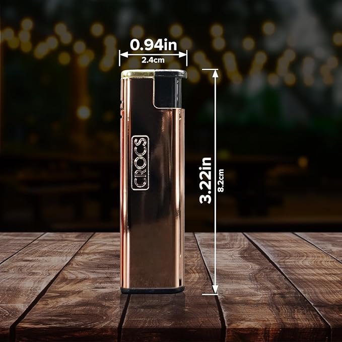 Crocs Metal Pocket Lighter, Wind Resistant Torch Lighter Windproof Candle Lighter, Butane Refillable Lighters for Candle, Sleek Metal Finish Cool Lighters - 5 Pack