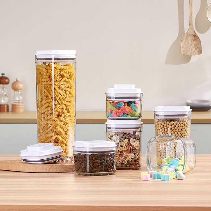 Food Airtight Containers storage with Lids 3 Pack One Button Open/POP UP/Kitchen Storage Organization for Coffee Tea Brown Sugar Cereals 950ml x 3