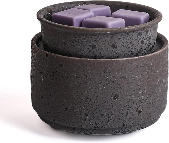 Ceramic Electric Wax Melt Warmer & Cube Oil Melter Cute Small Warmers Aromatherapy for Home Decorative Burner Melts Scented Candle Tart Scent Warm Fragrance (Grey Style)