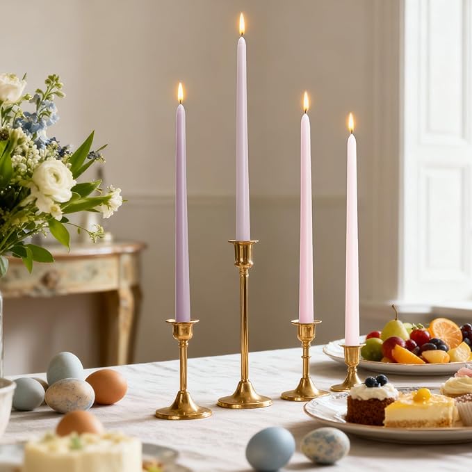 Viyffo 12 Inch Purpel Taper Candles Set of 12 Unscented Smokeless Long Tall Tapered Candle for Candlesticks Sticks Wedding Home Decor Dinner