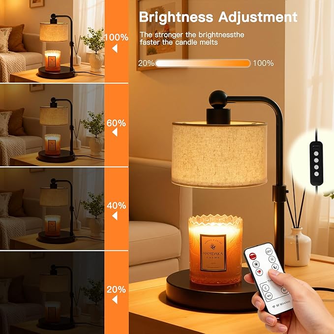 Candle Warmer Lamp with Timer, Dimmable Candle Lamp Warmer for Jar Candles, Wax Warmer with 2 Bulbs, Birthday Gifts for Women Mom, House Warming Gifts New Home Decor (Dual-Bracket)