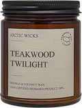 Arctic Wicks Scented Coconut Beeswax Candles | Coconut Beeswax Non Toxic Candle 9oz Amber | Farmhouse Candles Non-Toxic Clean Burn 100% USDA Certified Biobased (Teakwood Twilight)