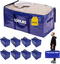 8 Pack Real 100lb Capacity Heavy Duty Moving Bags with Strong Zippers and Reinforced Handles, Extra Large Storage Totes for Packing & Moving Storing, Space Saving Alternative to Moving Boxes-95L,Blue